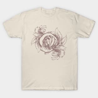 Rose wreath, floral composition in tattoo style T-Shirt